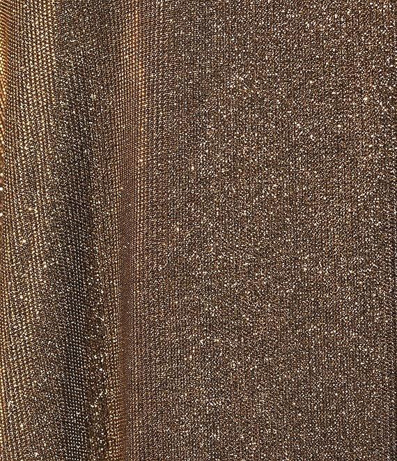 Xscape Plus Size Metallic Glitter Sleeveless Off-the-Shoulder Sweetheart Neck Ball Gown Product Image