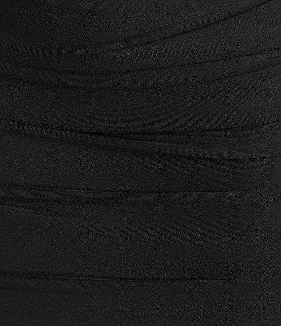 B. Darlin Strapless Illusion Bodice Lace Up Back Shirred Dress Product Image