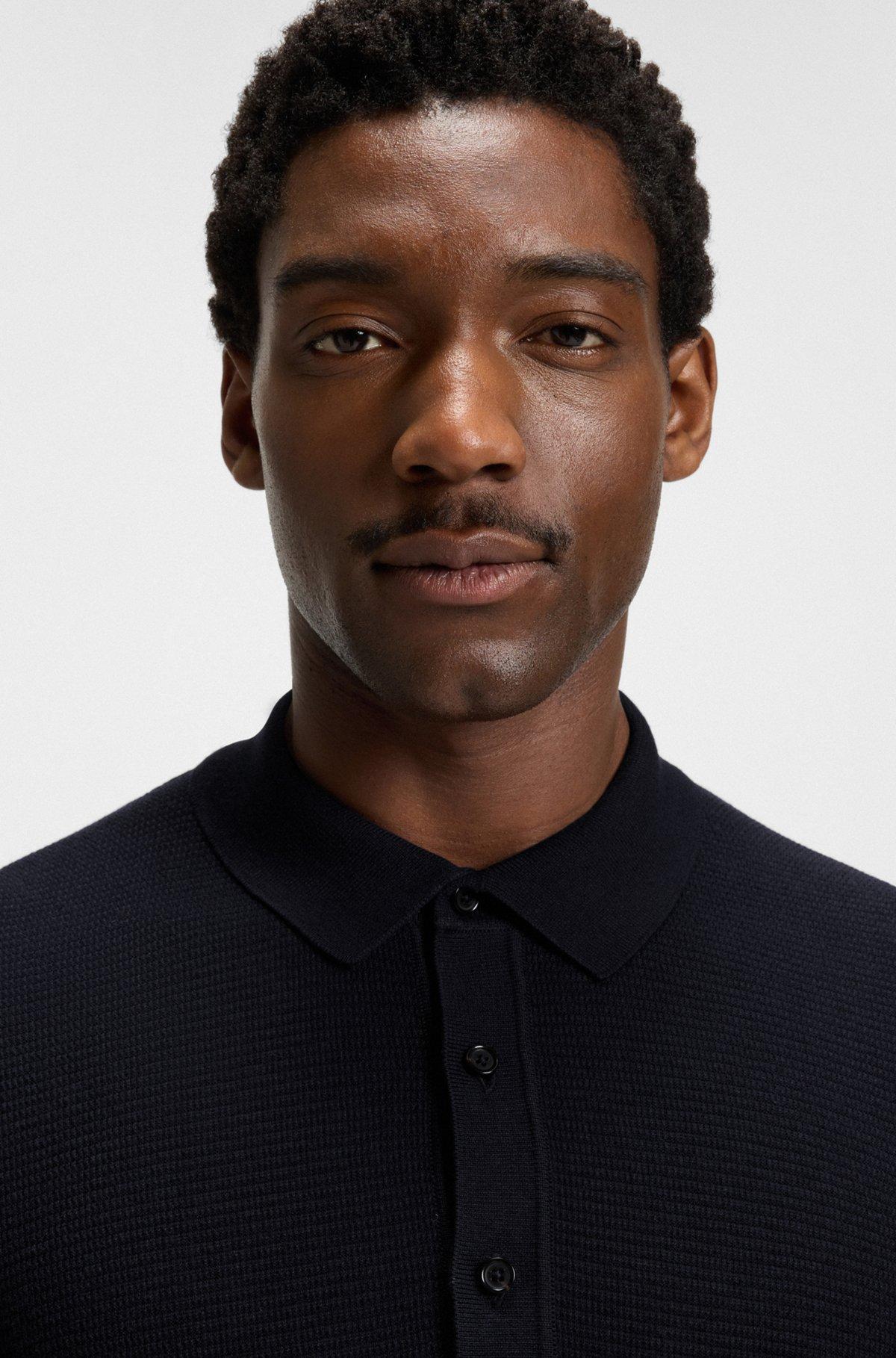 BOSS - Regular-fit knit polo blended with cotton - Dark Blue Product Image