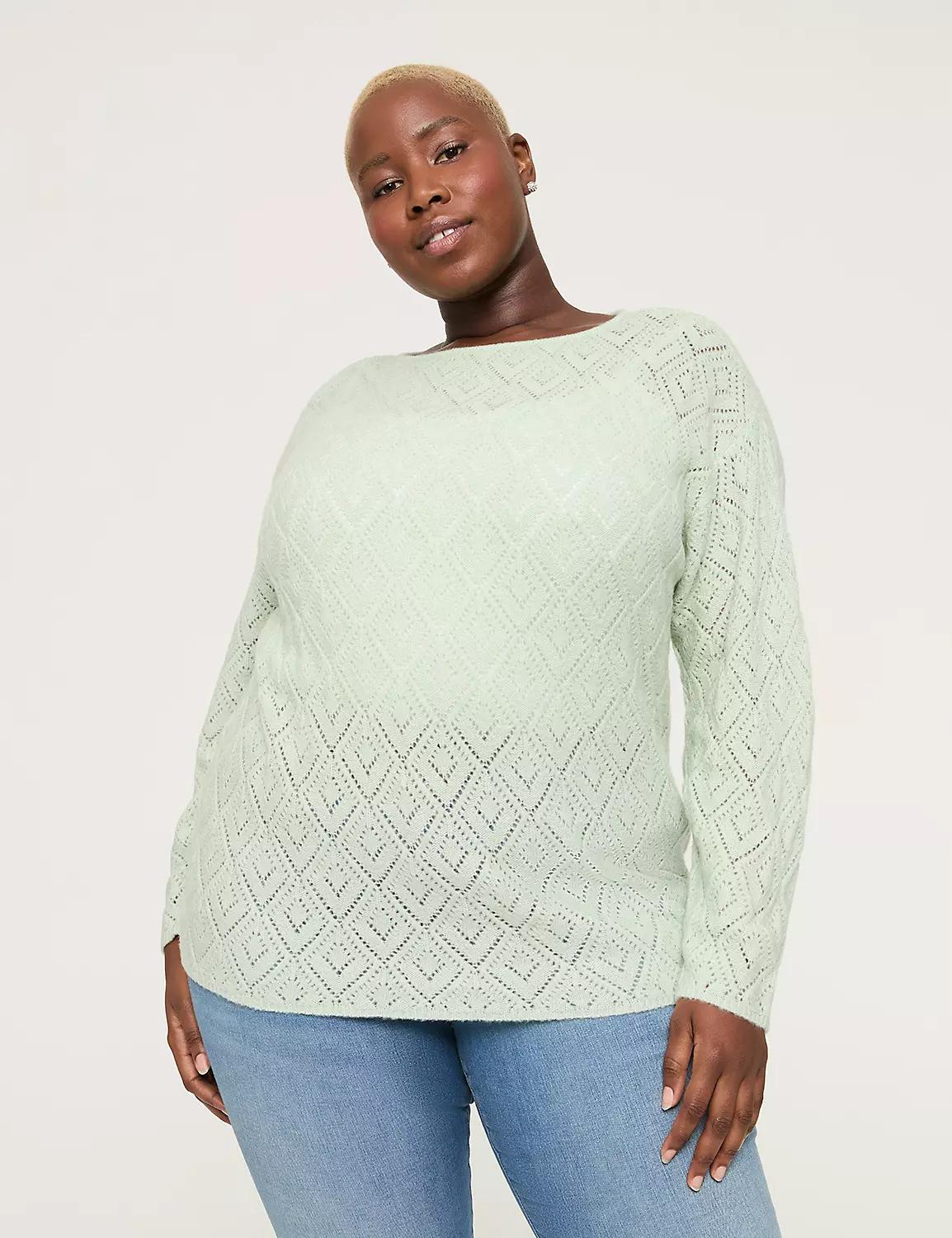 Pointelle Stitch Boatneck Sweater Product Image