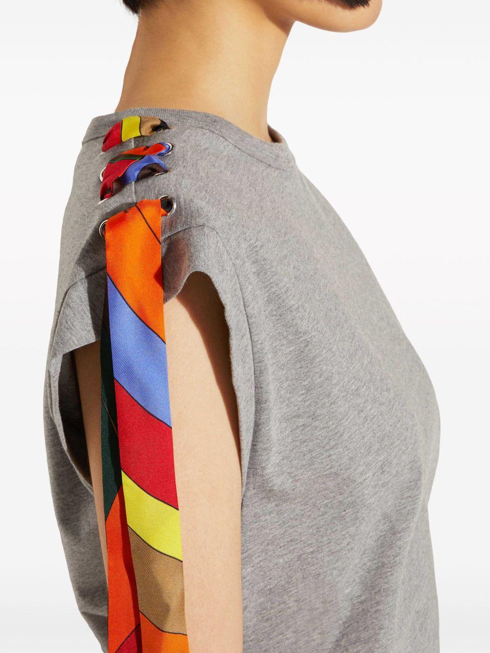 stripe-detailing cotton T-shirt  Product Image