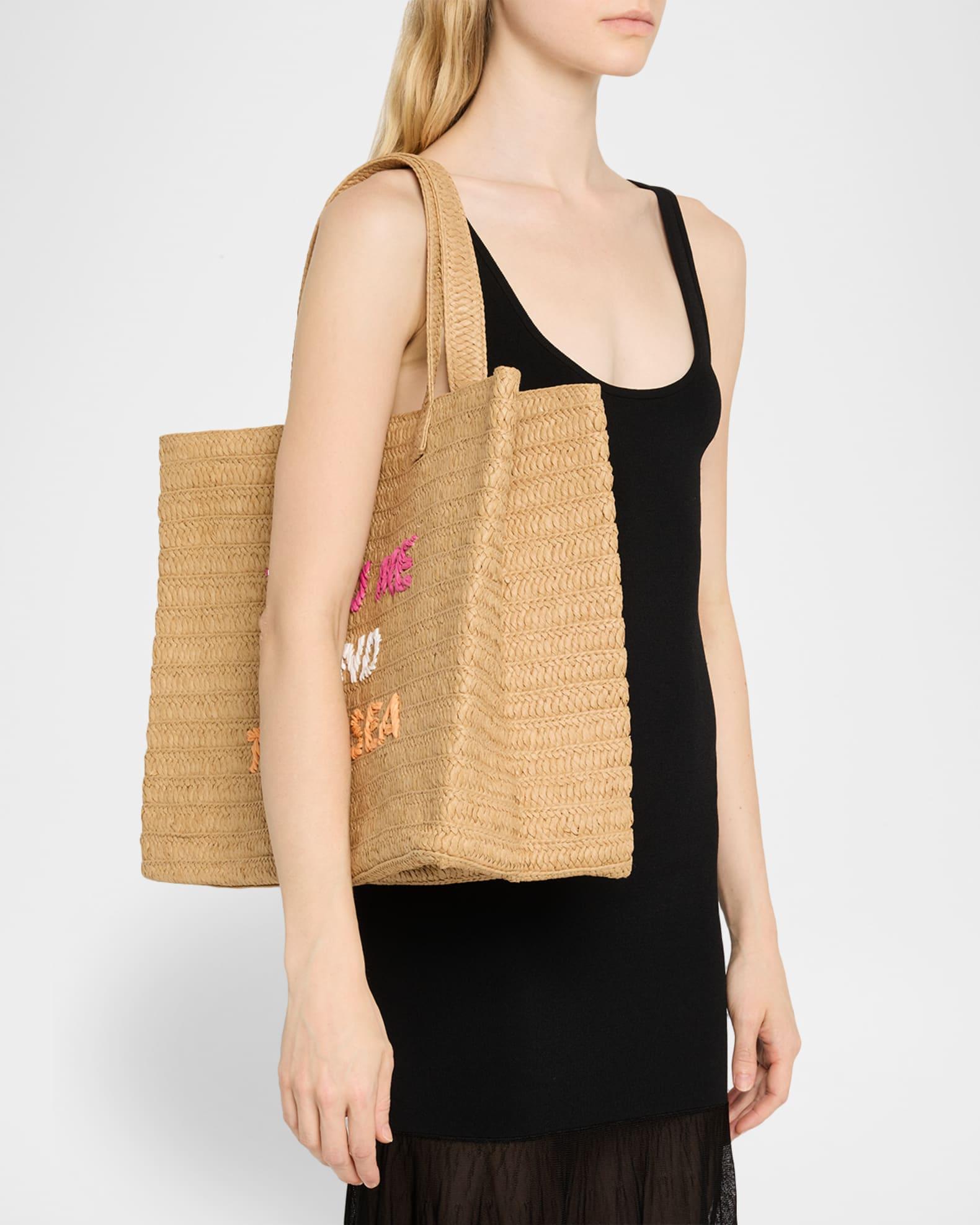 You Me And The Sea Woven Straw Tote Bag Product Image