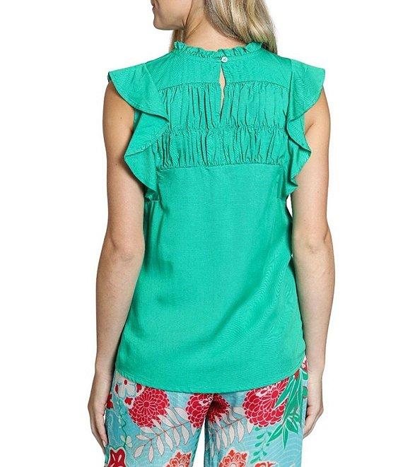 APNY Round Neck Sleeveless Ruffle Smocked Top Product Image