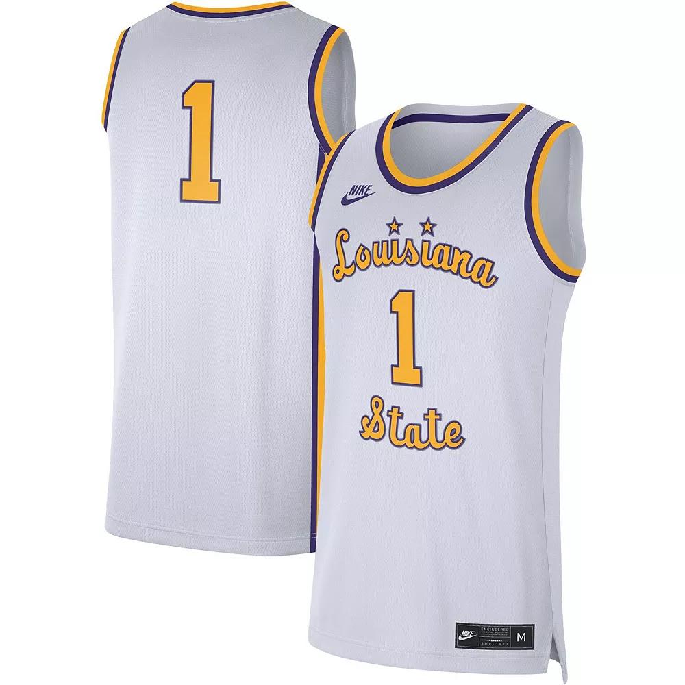 Men's Nike #1 White LSU Tigers Replica Basketball Jersey, Size: Medium Product Image