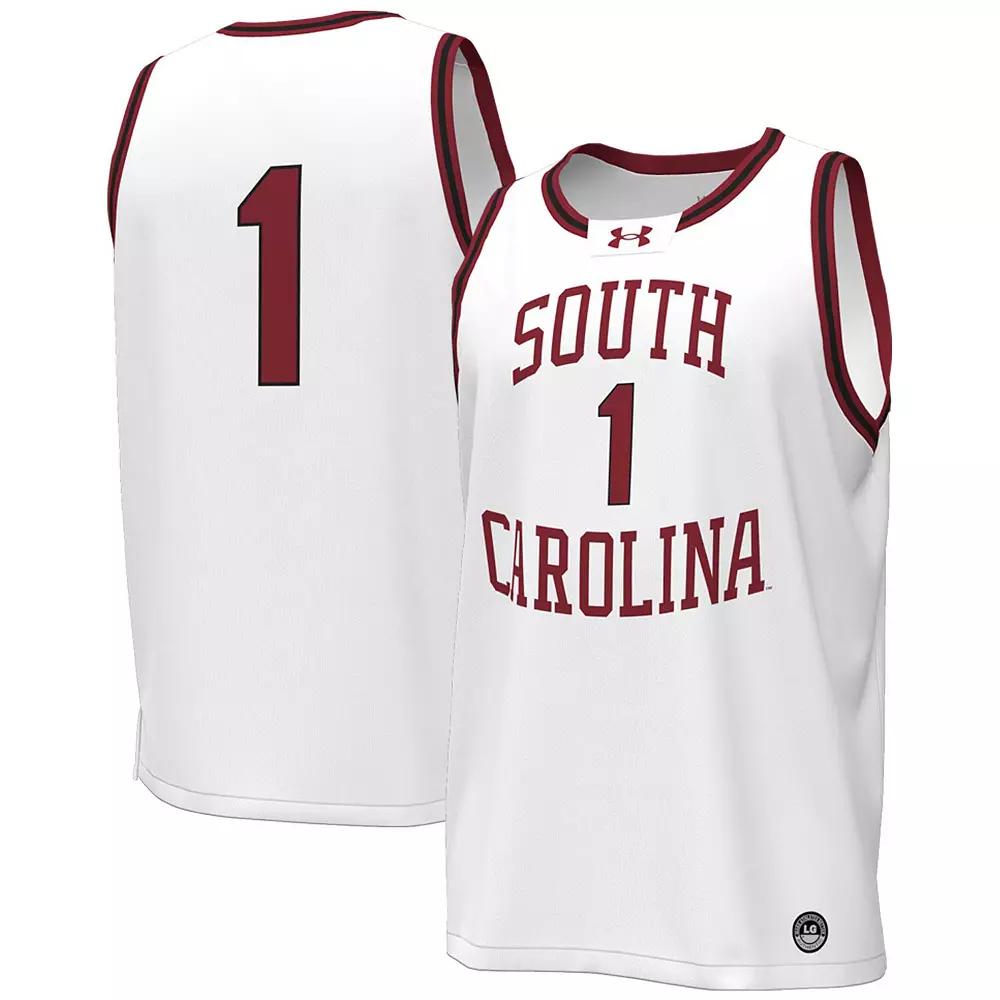 Men's Under Armour #1 White South Carolina Gamecocks Throwback Replica Basketball Jersey,  Product Image