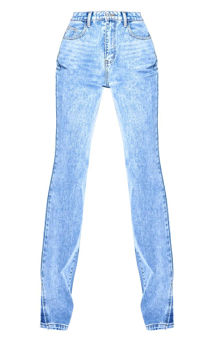 Petite Mid Blue Wash Split Hem Jeans Product Image