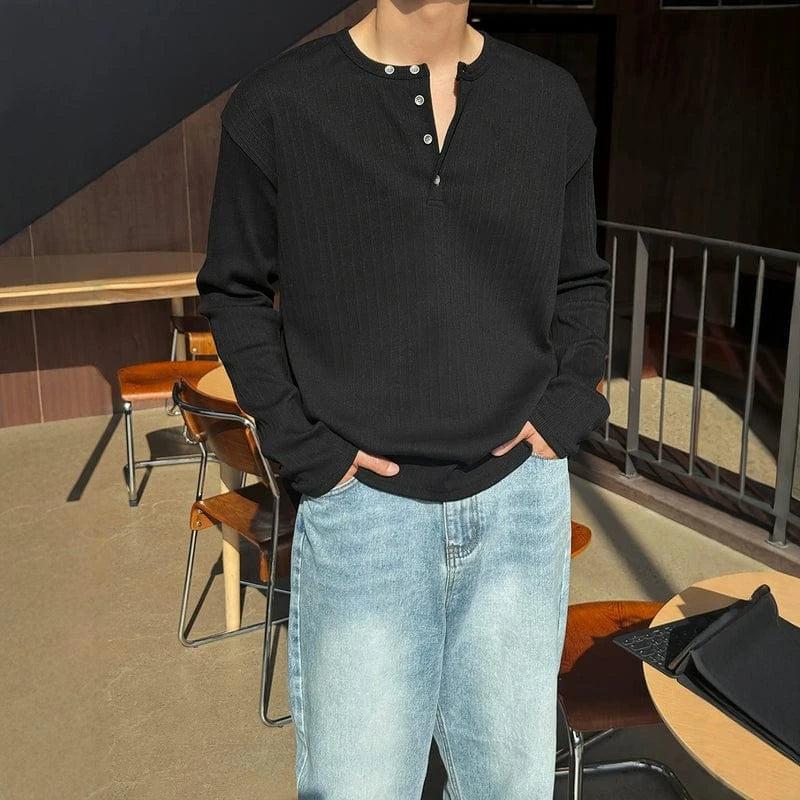 RT No. 18502 KNIT HENRY COLLAR LONG SLEEVE Product Image