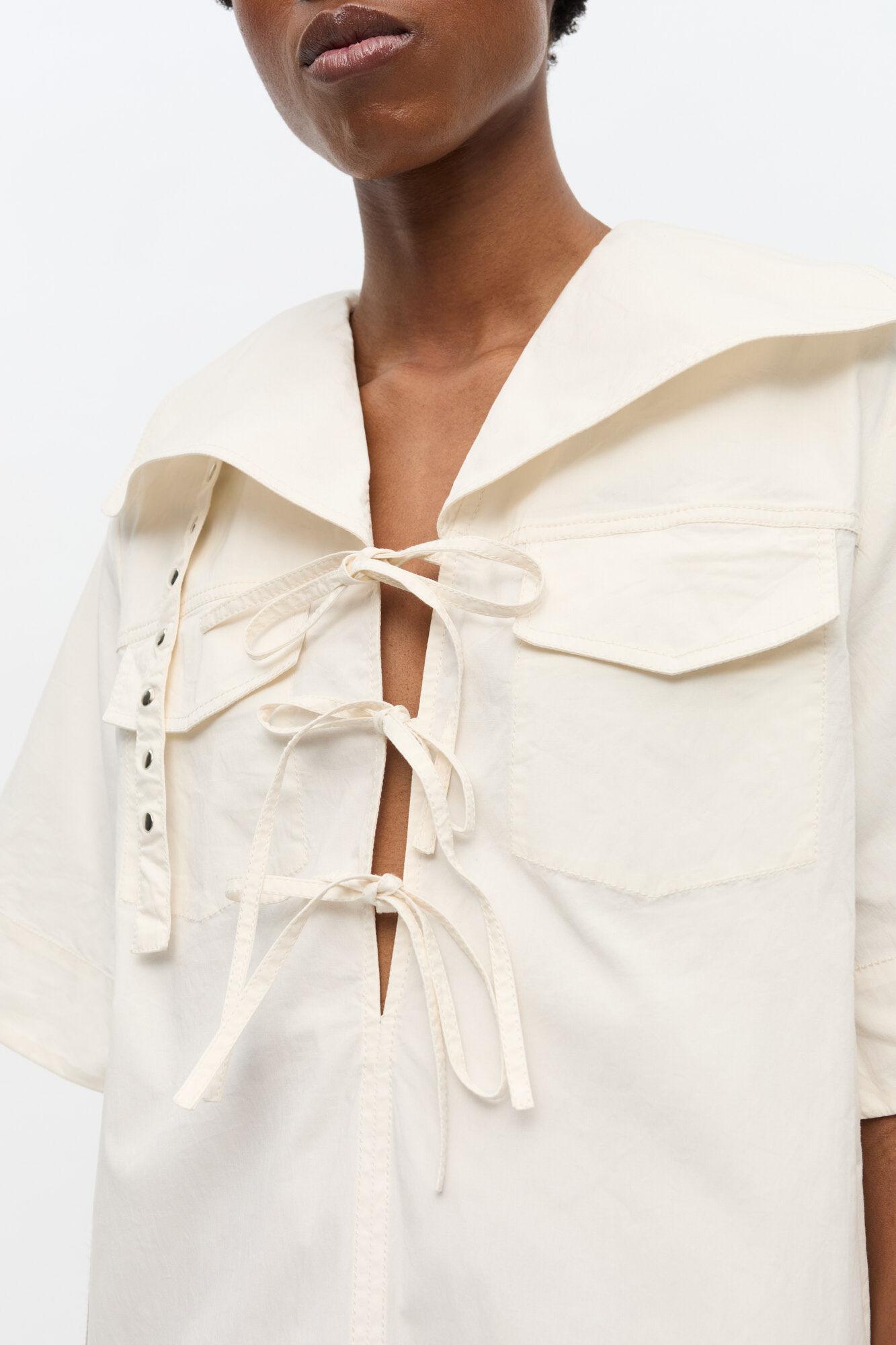 Off-White Stretch Cotton Mini Dress Product Image