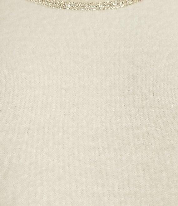 C&V Chelsea & Violet Round Neck Rhinestones Long Sleeve Sweater Product Image