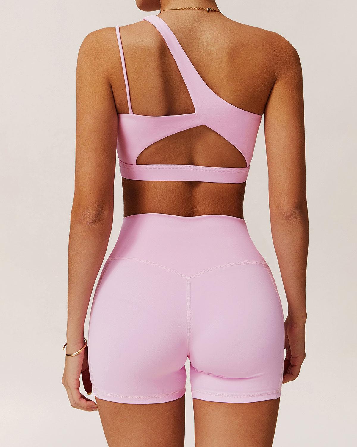 Pink Cropped One Shoulder Yoga Cami Top - Light Support Product Image