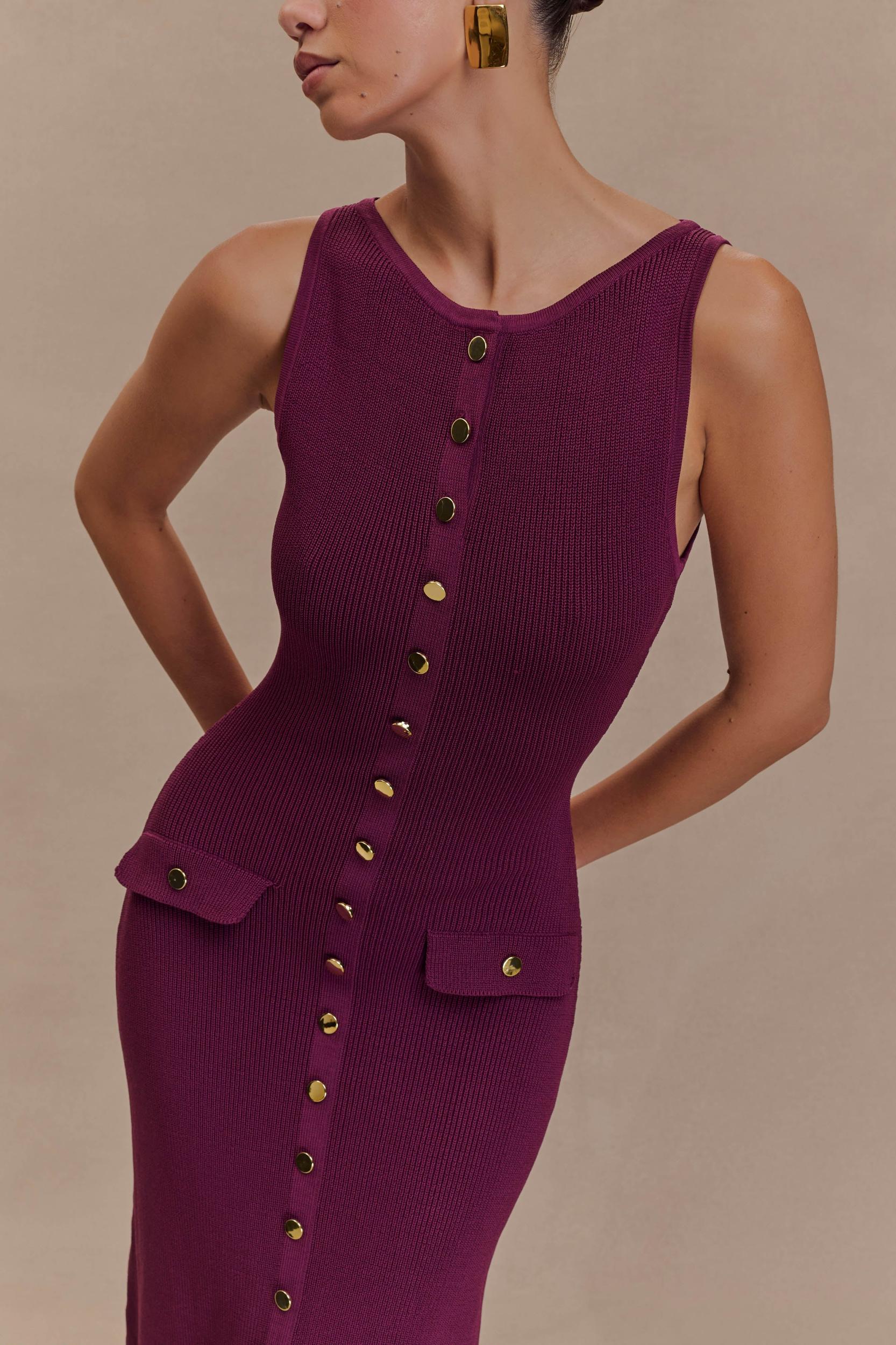 Sawyer Sleeveless Buttoned Maxi Dress - Plum Product Image