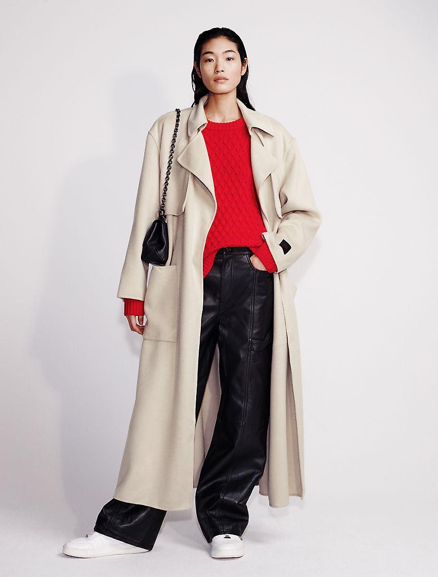 Merino Wool Cable Knit Relaxed Crewneck Sweater Product Image