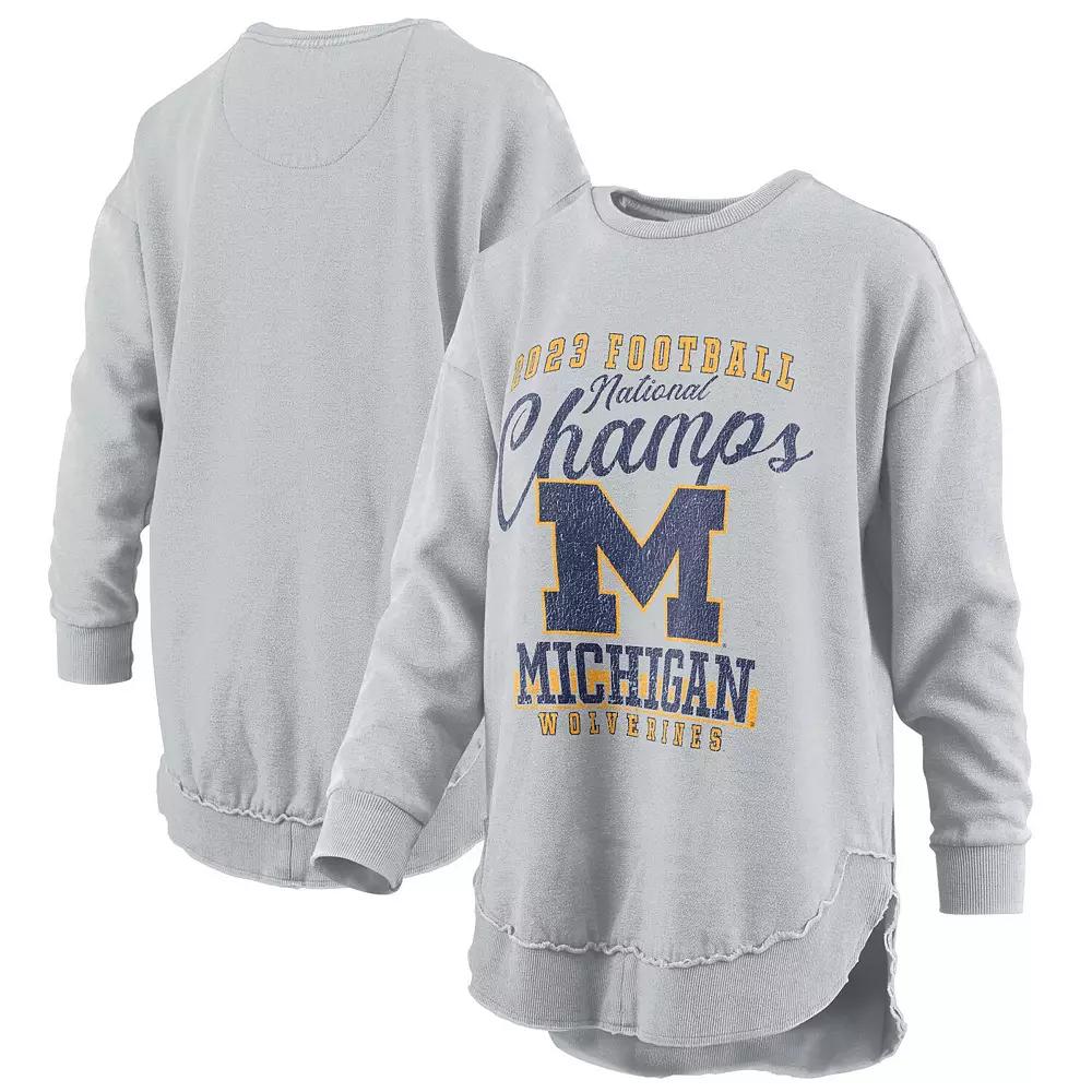 Women's Pressbox  Gray Michigan Wolverines College Football Playoff 2023 National Champions Poncho Pullover Sweatshirt, Size: Small, Grey Product Image