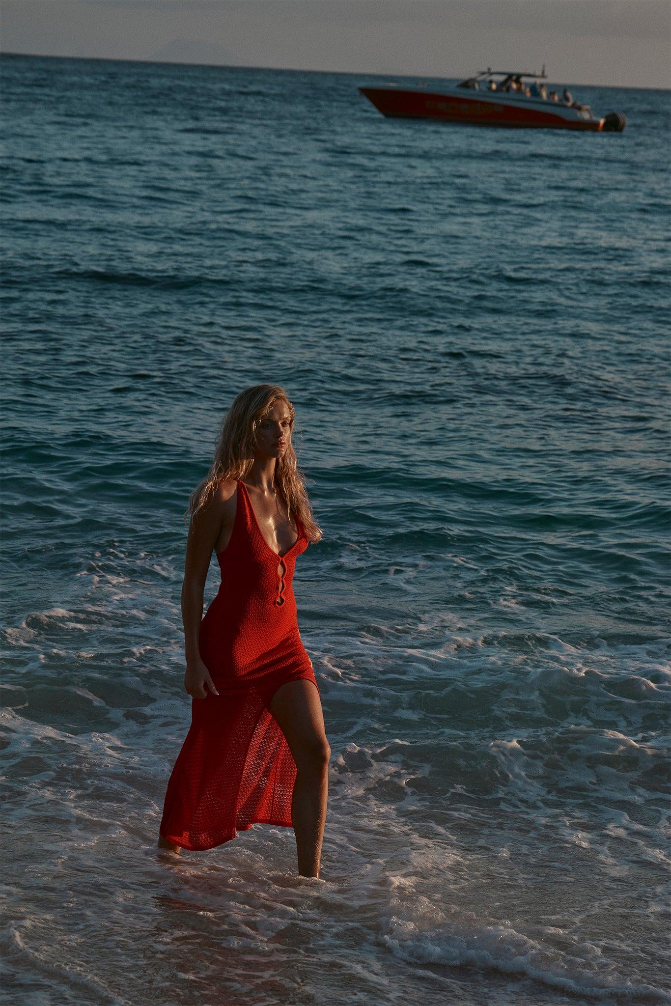 Ramatuelle Dress - Chili Pepper Lace Crochet Product Image