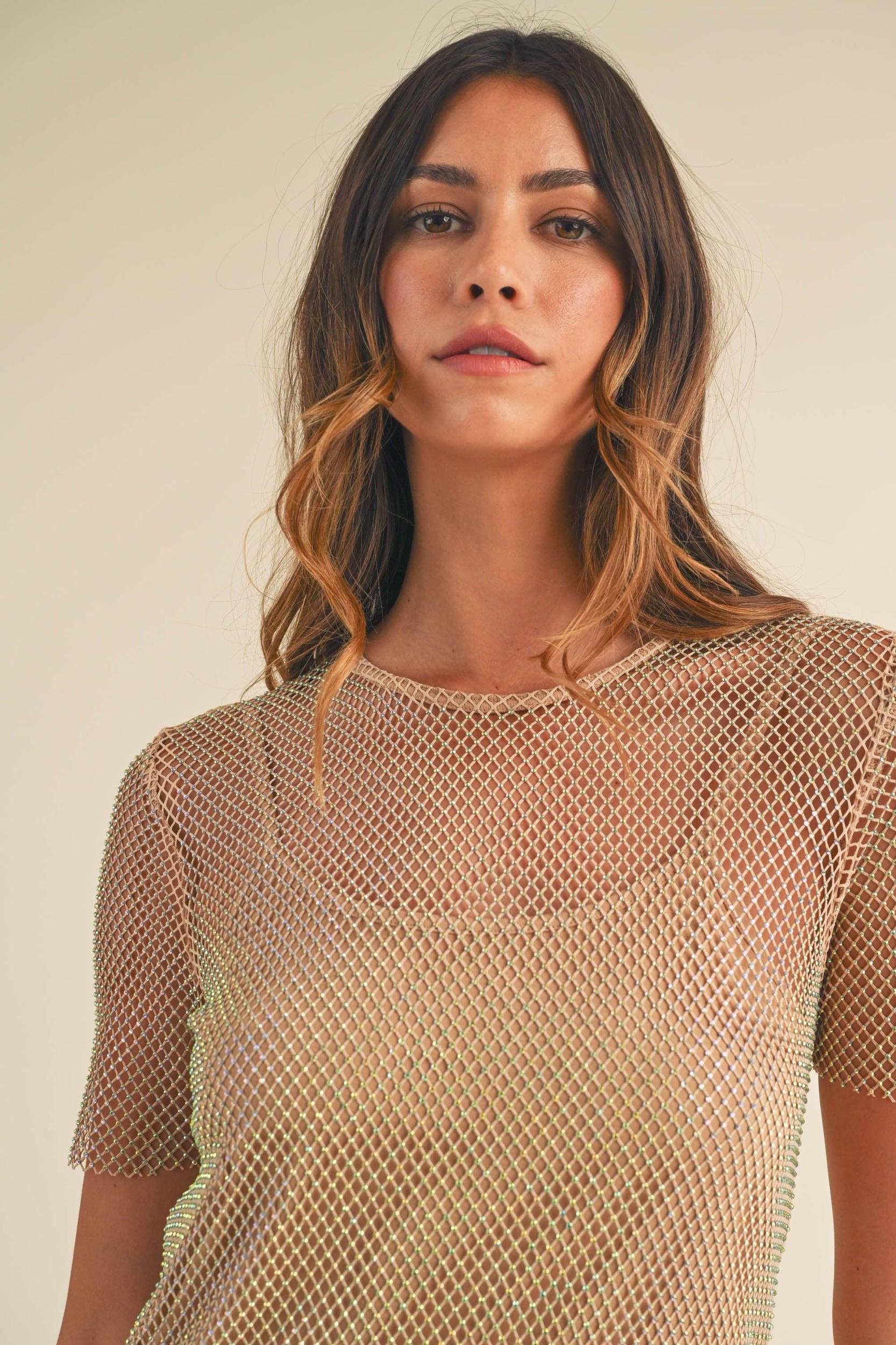 Rhinestone Mesh Dress Product Image