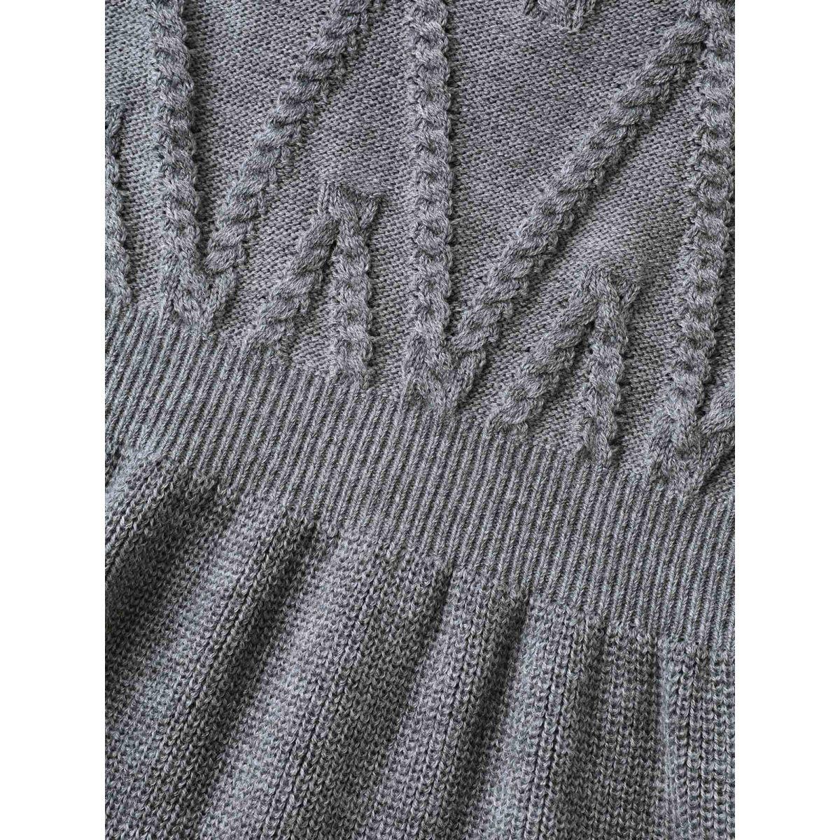 Plus Size Cable Knit Elastic Waist Midi Sweater Dress DarkGray Women Timeless Bodycon Long Sleeve Elegant Sweater Dresses BloomChic 22-24/3X Product Image