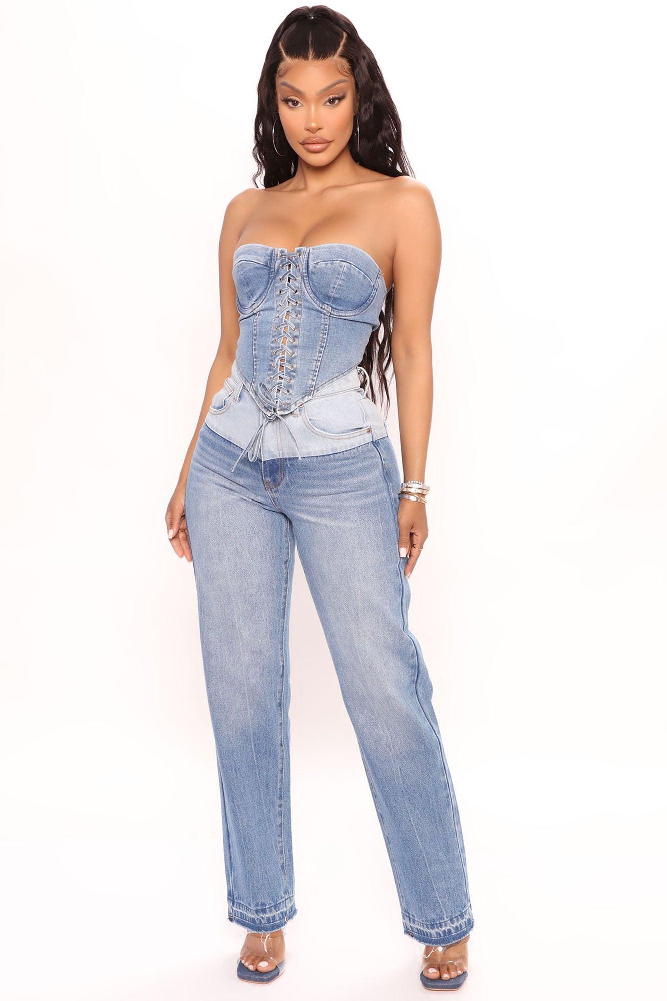 Play It Your Way Denim Corset - Medium Wash Product Image