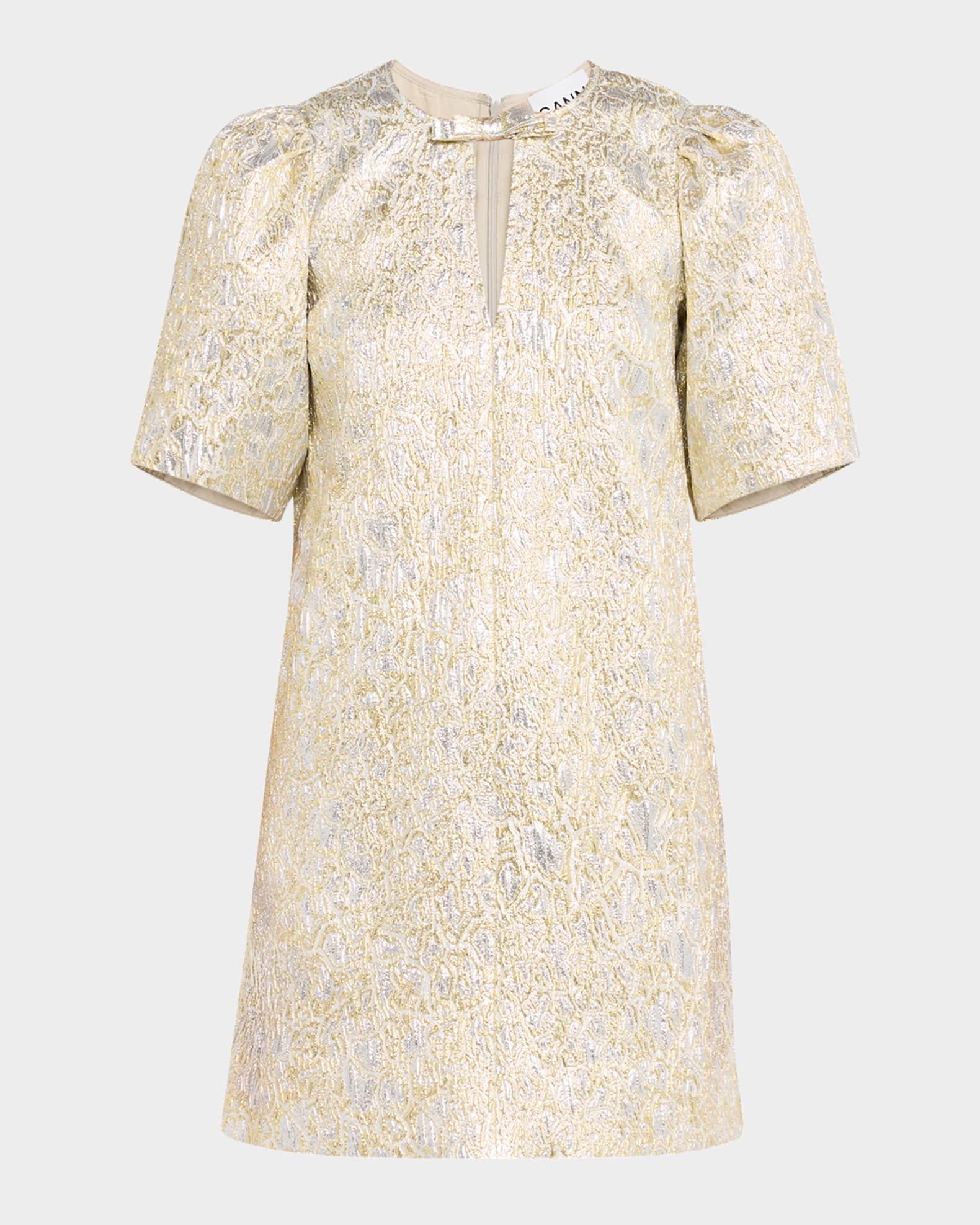 Metallic Cloque Short-Sleeve Mini Dress Product Image