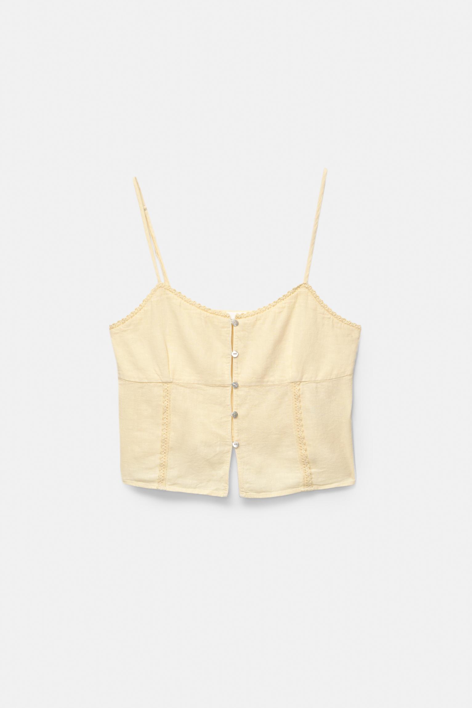 Lace-trimmed top with straps Product Image