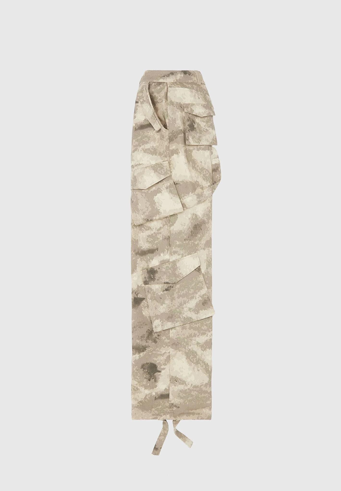 High Waisted Camo Cargo Pants - Beige Female Product Image