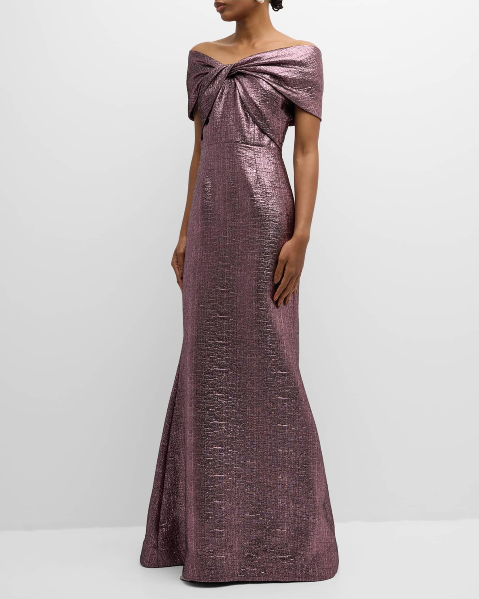 Off-Shoulder Metallic Jacquard Mermaid Gown Product Image