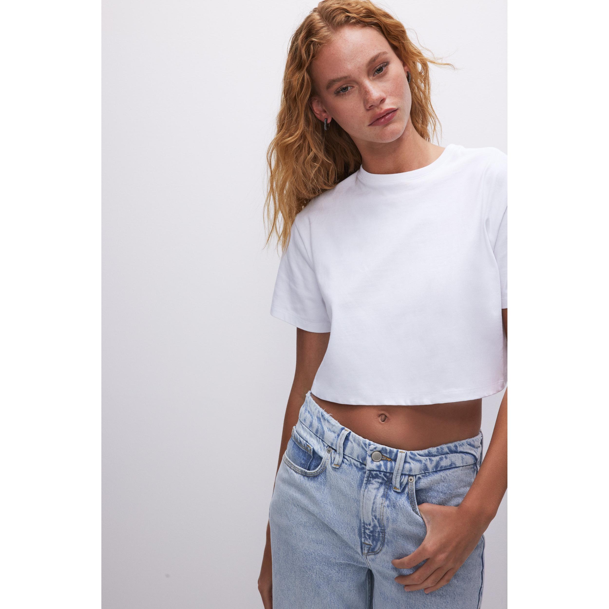 Womens Cotton Cropped T-Shirt | | Good American by Khlo Kardashian Product Image