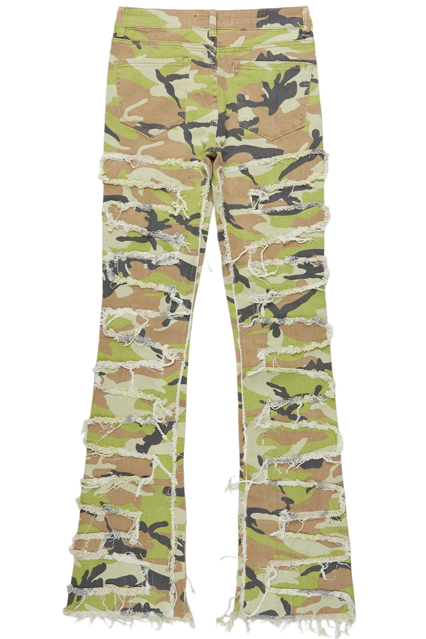 Raeshell Green Camo Painted Stacked Jean Female Product Image