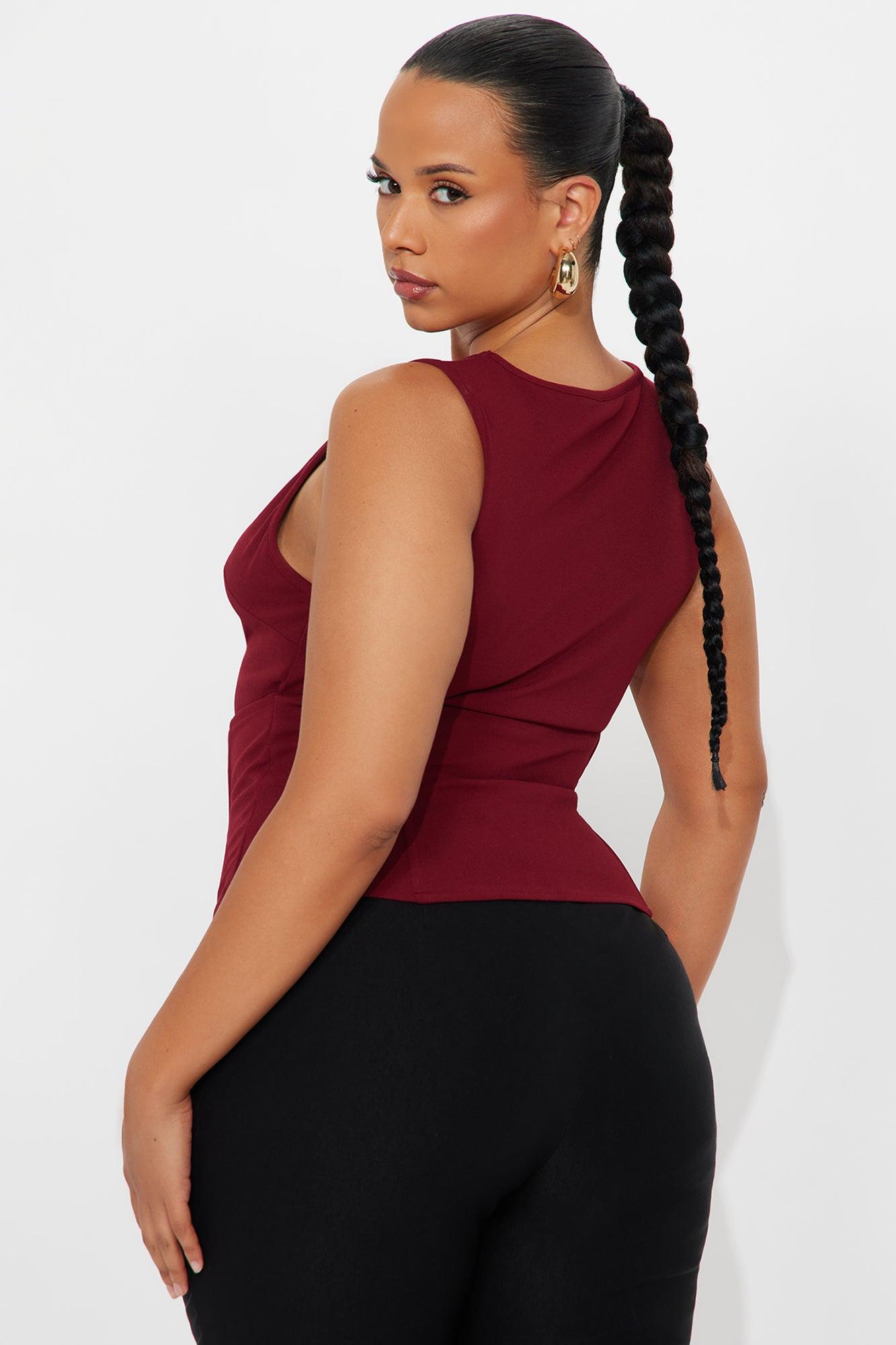 Muse Corset Waist Top - Plum Female Product Image