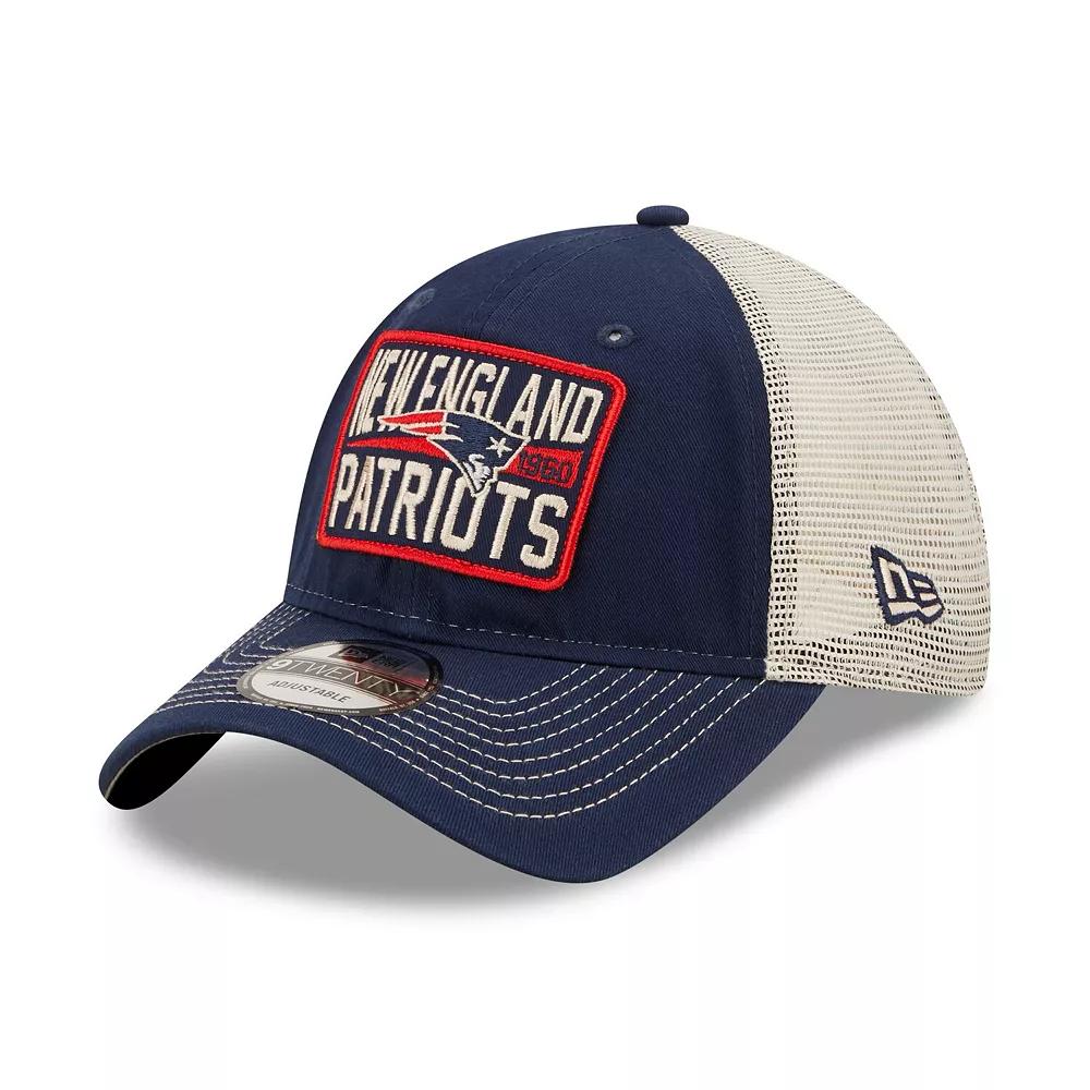 Men's New Era  Navy/Natural New England Patriots  Devoted Trucker 9TWENTY Snapback Hat, Blue Product Image