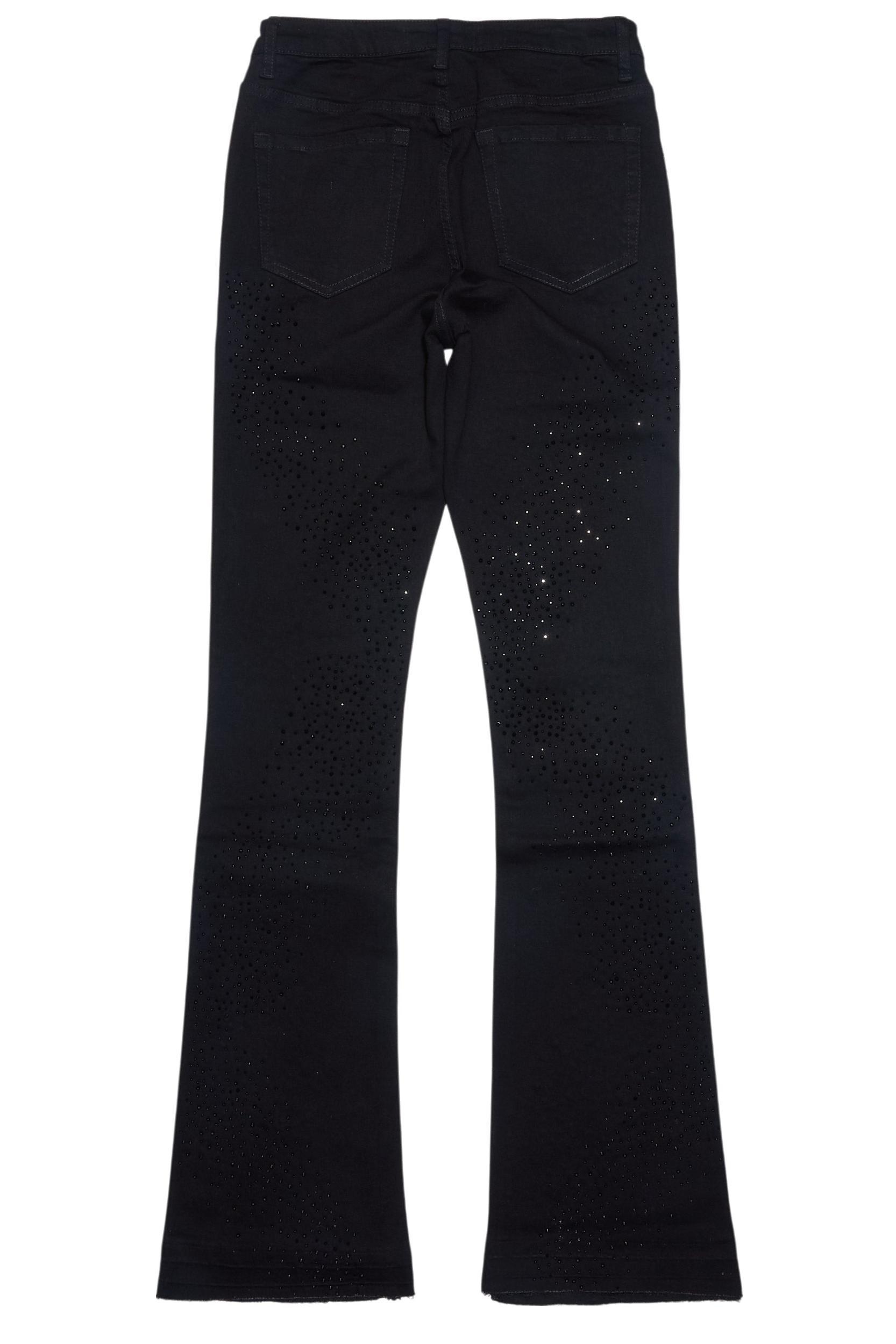 Brigette Black Rhinestone Stacked Flare Jean Female Product Image