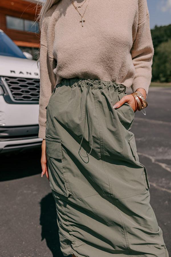 Cool Energy Cargo Midi Skirt in Sage Product Image