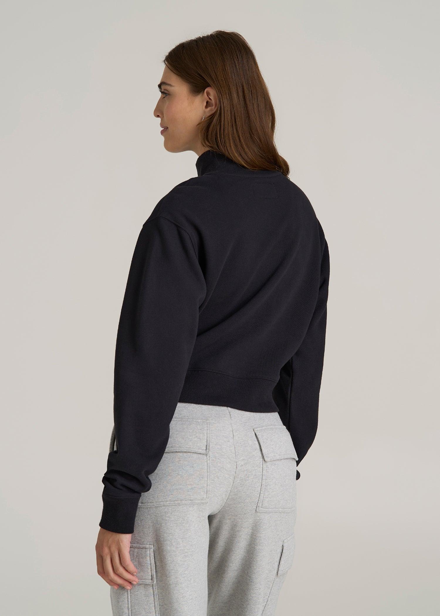 Wearever 2.0 Fleece Half-Zip Cropped Sweatshirt for Tall Women in Black Female Product Image