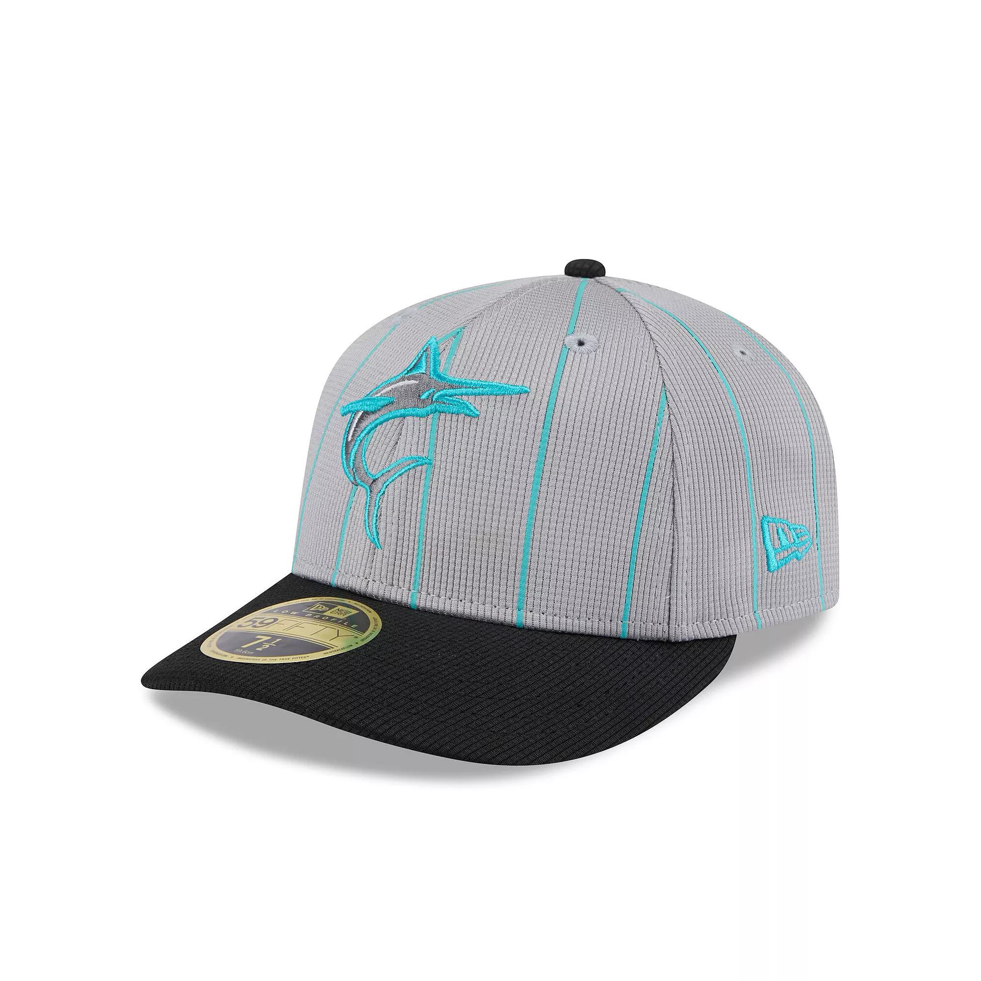 Men's New Era  Gray/Black Miami Marlins 2025 Batting Practice Low Profile 59FIFTY Fitted Hat, Size: 7 3/4, Grey Product Image