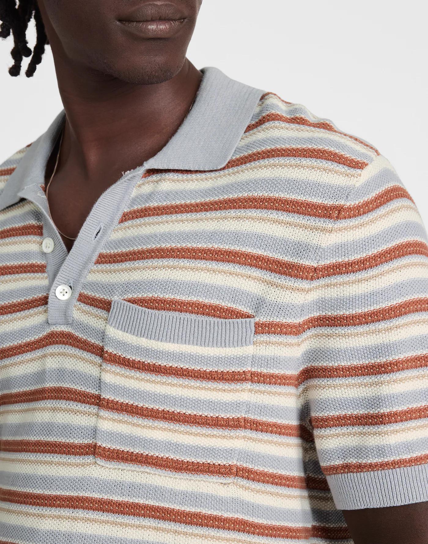 Three-Button Sweater Polo in Cotton-Linen Blend Product Image