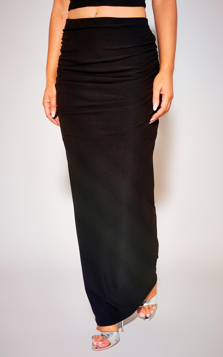 Black Soft Touch Ruched Back Maxi Skirt Product Image