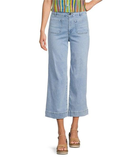 APNY Stretch Denim Cropped Wide Leg Jeans Product Image