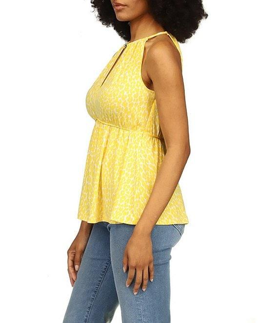 Michael Kors Printed Keyhole Halter Neckline Sleeveless Top Product Image
