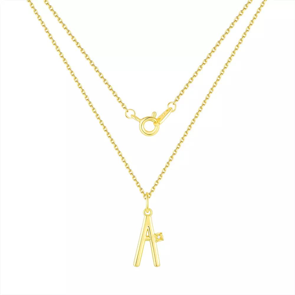 Forever Radiant Diamond Accent Initial Pendant Necklace, Women's, Size: 18", Gold Tone A Product Image