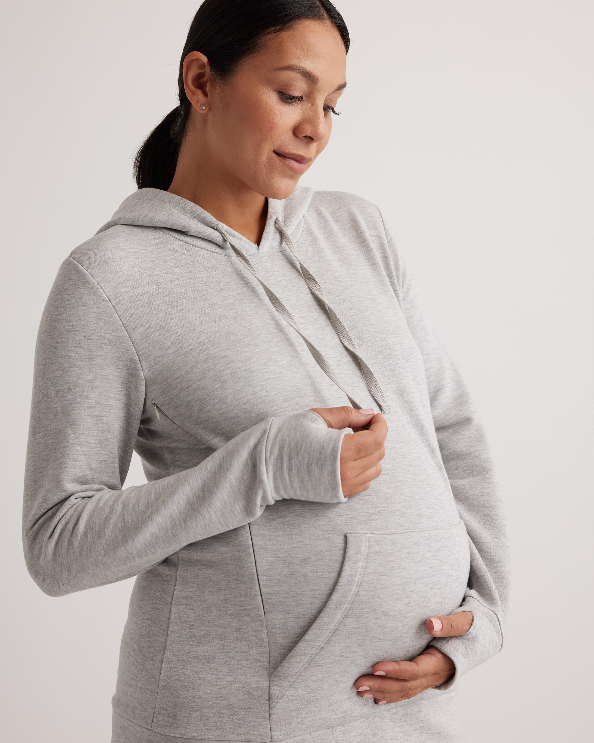 Quince | Women's SuperSoft Fleece Maternity & Nursing Hoodie Lenzing Modal Product Image