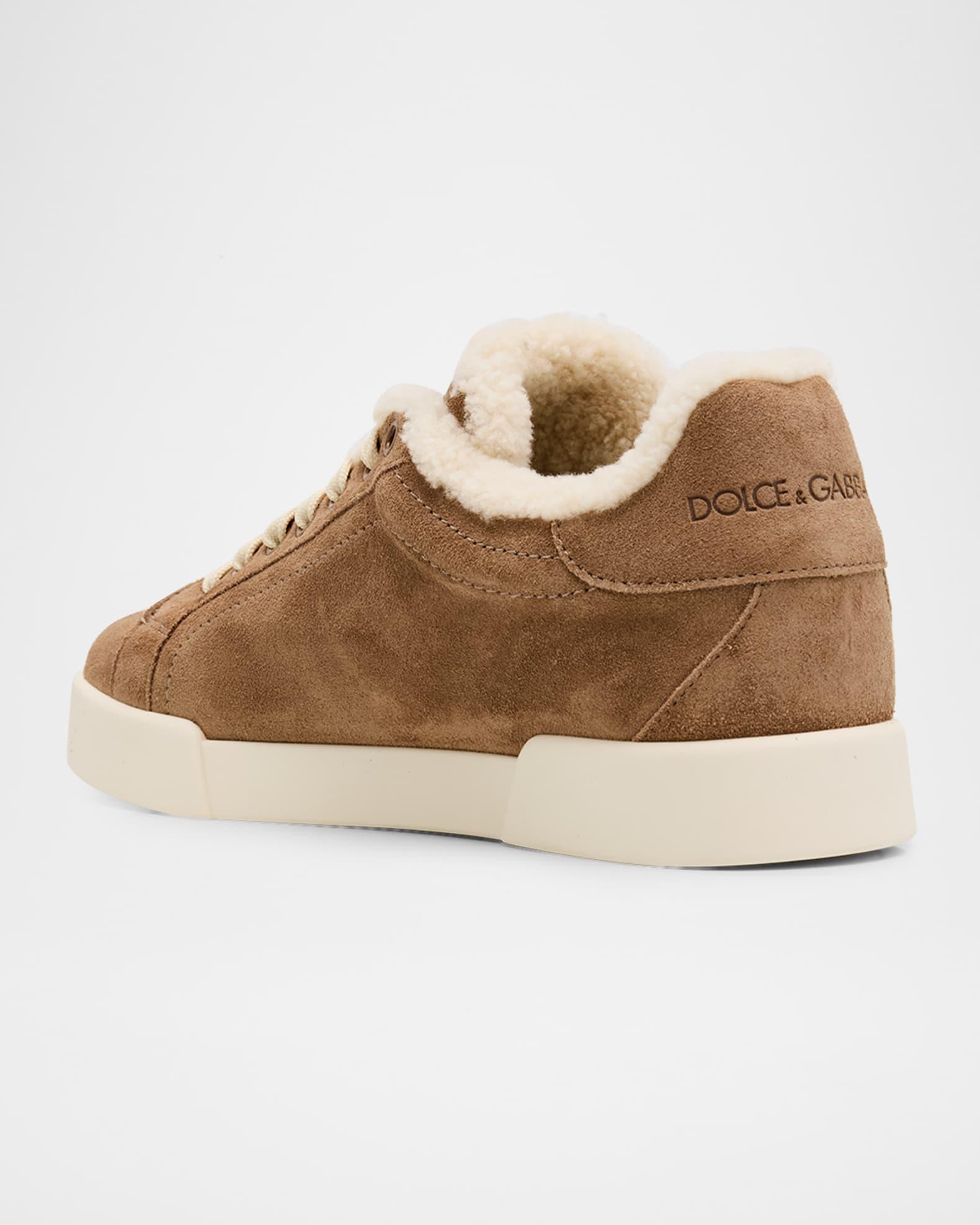Portofino Shearling-Lined Low-Top Suede Sneakers Product Image
