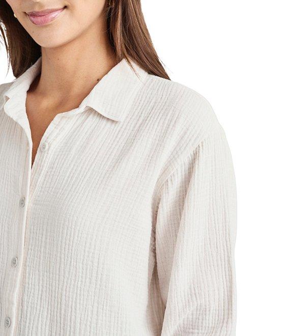 Splendid Adele Point Collar Long Sleeve Button Front Gauze Shirt Product Image