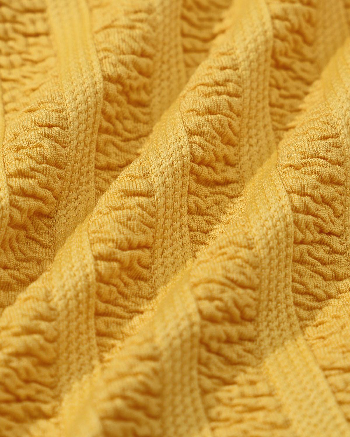 Yellow Textured Ruched Cutout Bikini Set Product Image