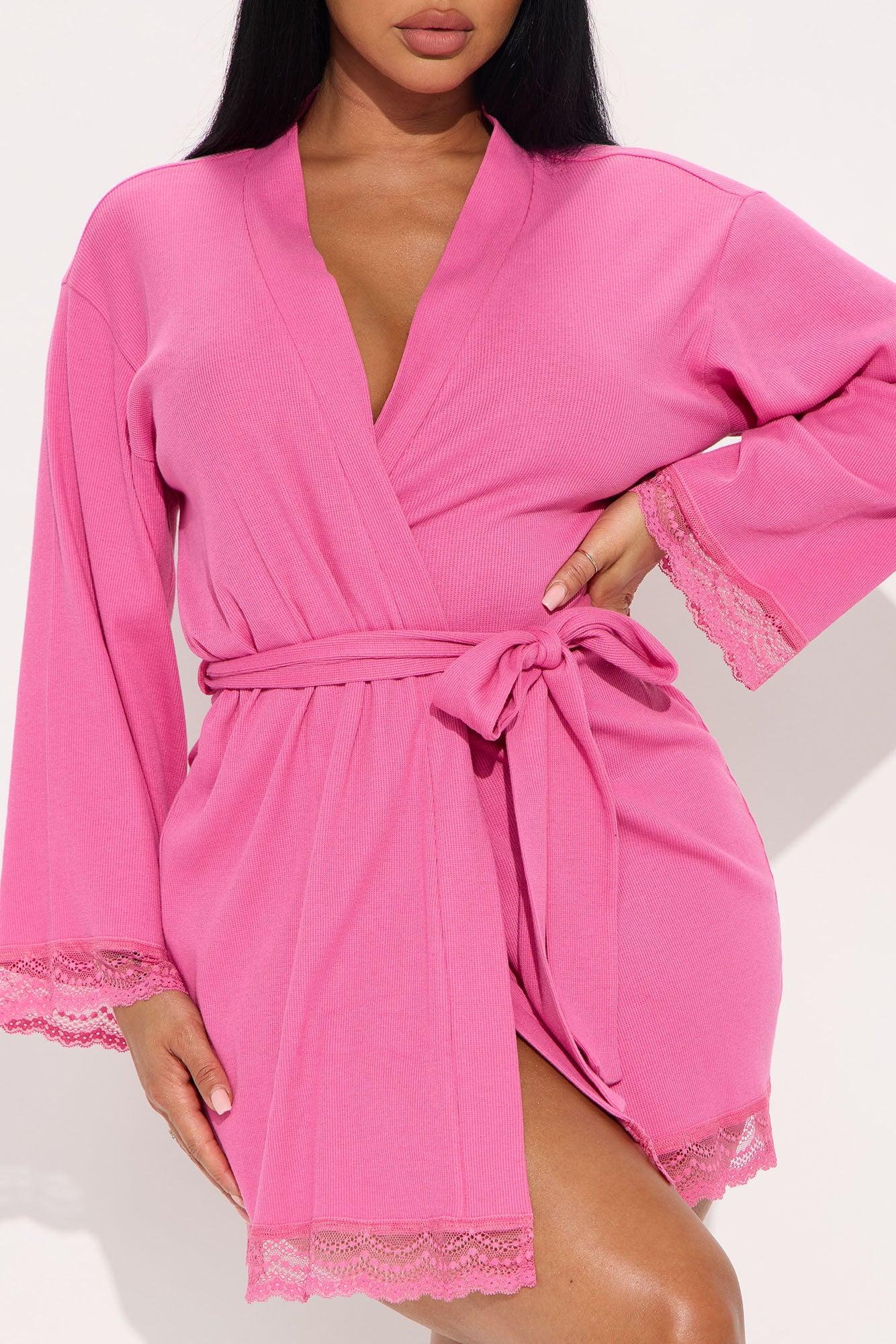 Midnight Moods Ribbed PJ Robe - Hot Pink Female Product Image