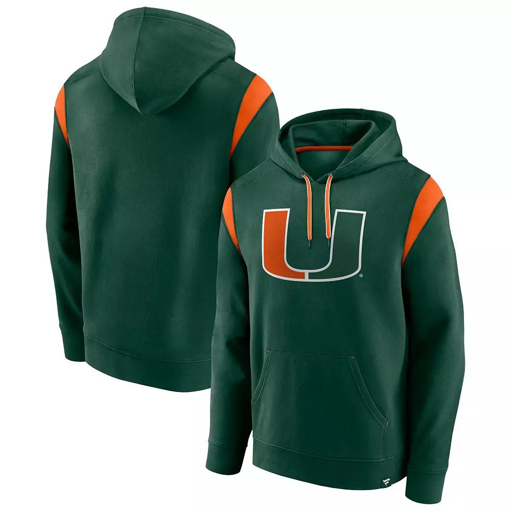 Men's Fanatics Branded Green Miami Hurricanes Gym Rat Pullover Hoodie, Size: Medium Product Image