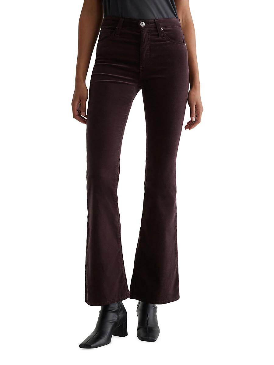 Womens Farrah Velvet High-Rise Flare Jeans Product Image