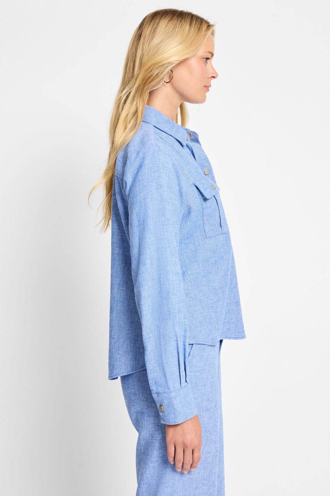 All-Around Shirt Jacket- Blue Mix Product Image