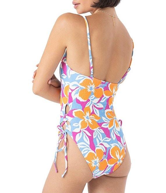 Roxy Topanga Canyon Square Neck Side Lace-Up Tank One Piece Swimsuit Product Image