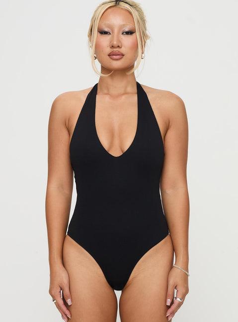 Someone New Halter Bodysuit Black Product Image