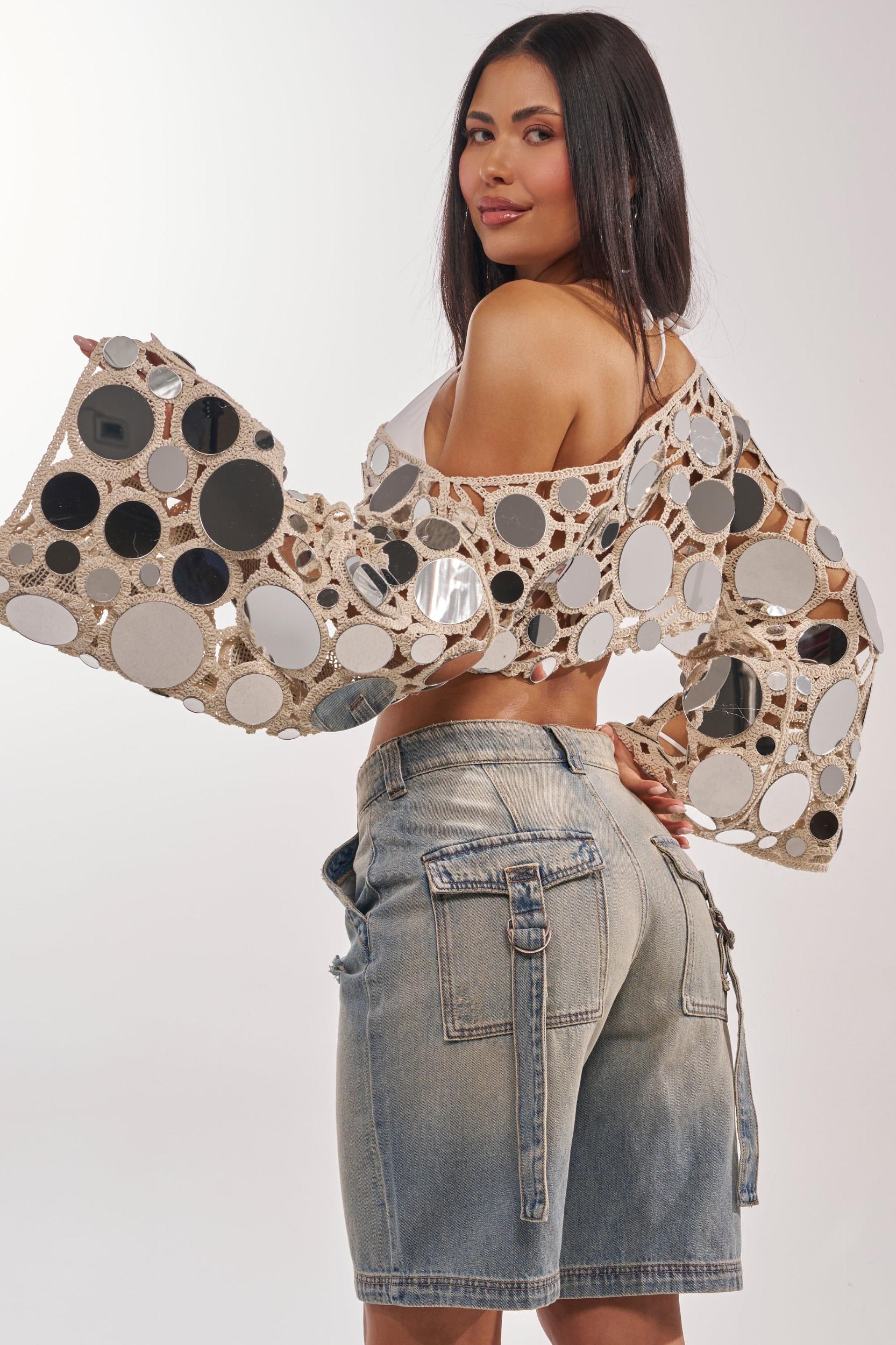 RESORT VIBES CROCHET CROP LONG SLEEVE Product Image