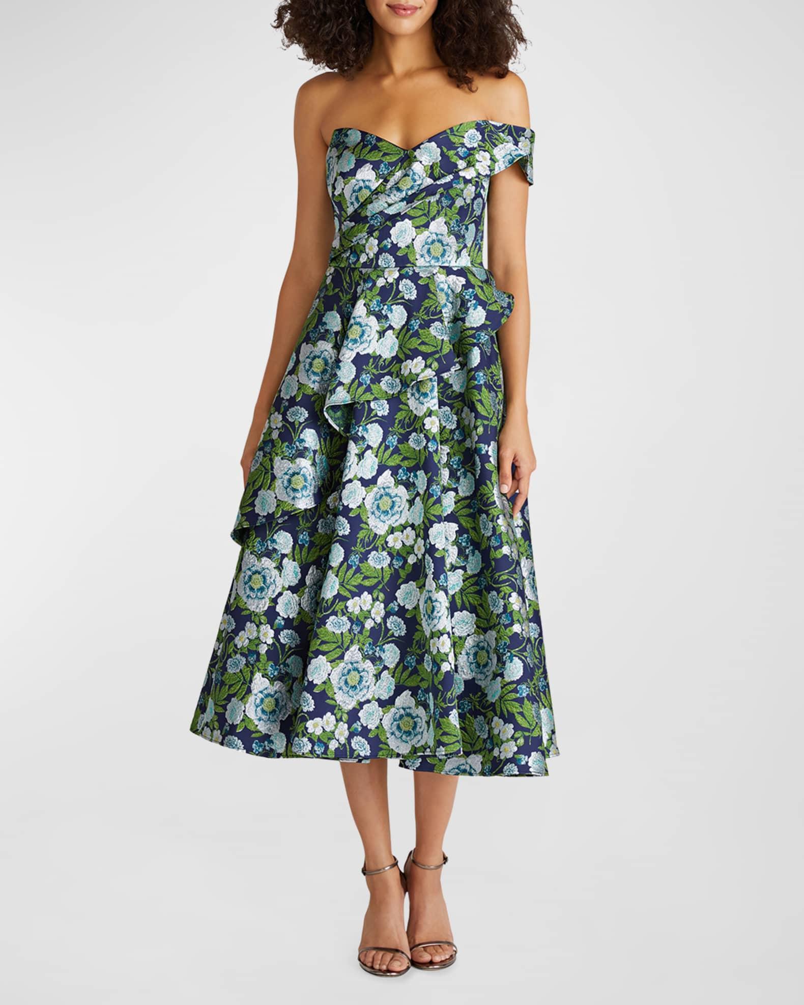 Tatum Floral Peplum A-Line Midi Dress  Product Image